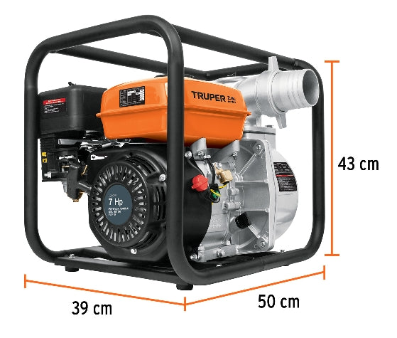 MOTOBOMBA AUTOCEBANTE 3' X 3' A GASOLINA 7 HP, TRUPER