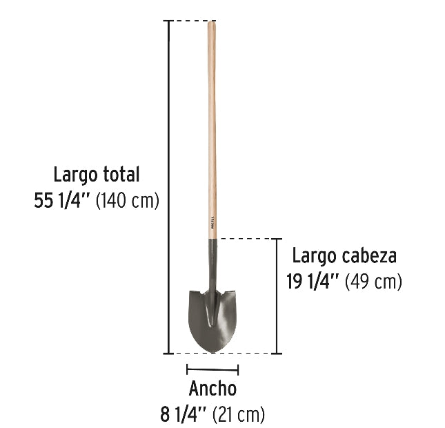 PALA REDONDA MANGO LARGO 44', PRETUL