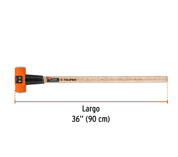 MARRO OCTAGONAL 8 LB, MANGO DE MADERA 36', TRUPER