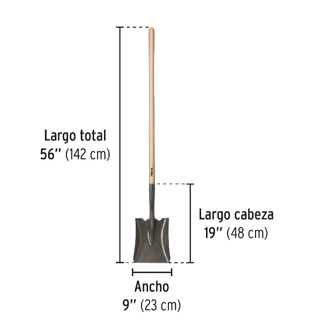PALA CUADRADA, MANGO LARGO 44', PRETUL