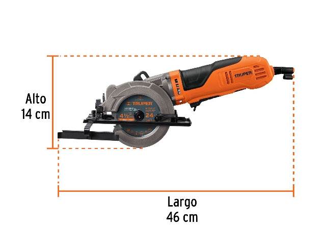 SIERRA CIRCULAR COMPACTA 4-1/2' 750 W, PROFESIONAL, TRUPER