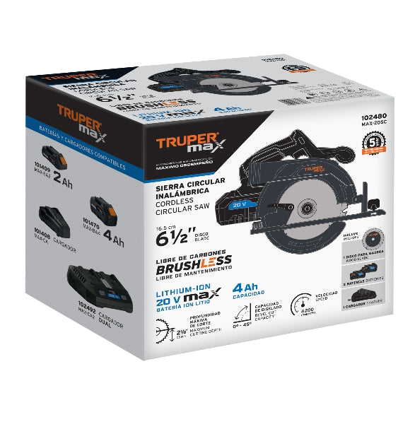 "SIERRA CIRCULAR 6-1/2"" 20V INALÁMBRICA"