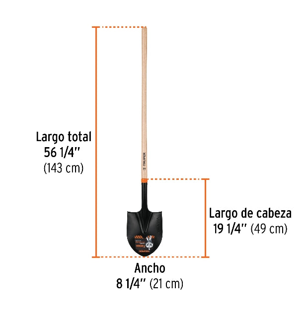 PALA T-2000, REDONDA, MANGO LARGO