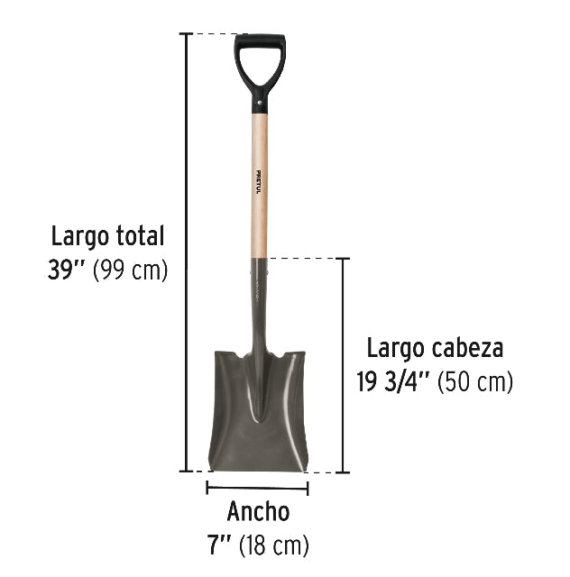PALA CUADRADA, PUÑO 'D', PRETUL