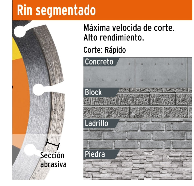DISCO DE DIAMANTE DE 7' X 1.6 MM RIN SEGMENTADO, PRETUL
