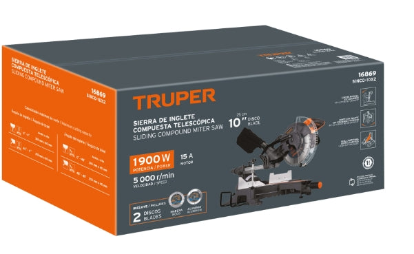 SIERRA DE INGLETE 10' DE 1900 W TELESCÓPICA COMPUESTA