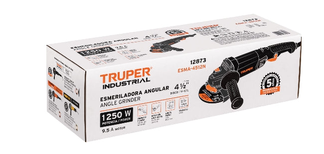 ESMERILADORA ANGULAR 4-1/2' 1250 W, INDUSTRIAL, TRUPER