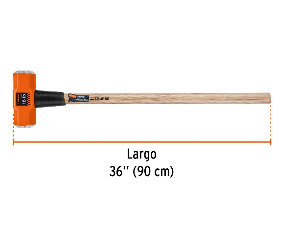 MARRO OCTAGONAL 16 LB, MANGO DE MADERA 36', TRUPER