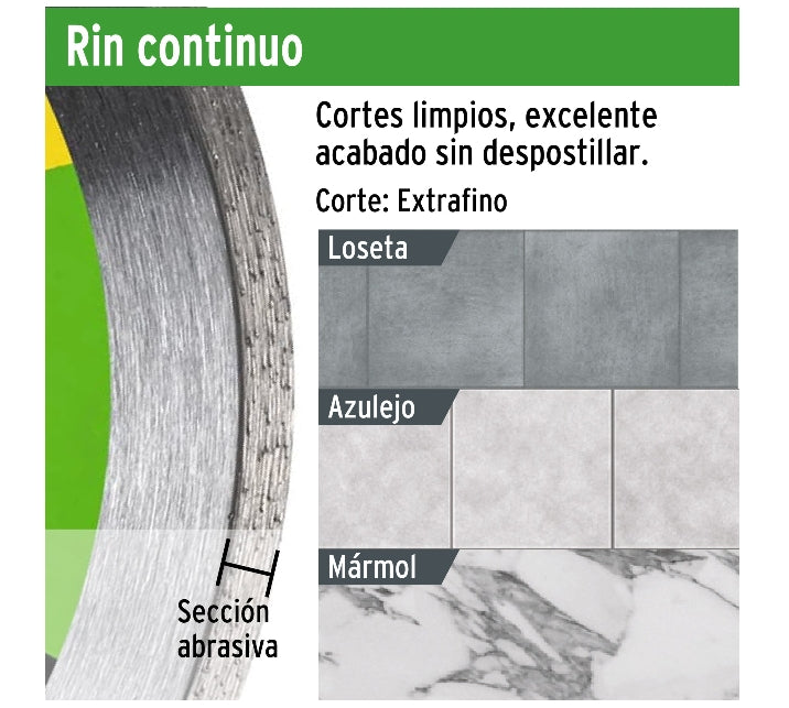 DISCO DE DIAMANTE DE 4' X 1.8 MM RIN CONTINUO, PRETUL